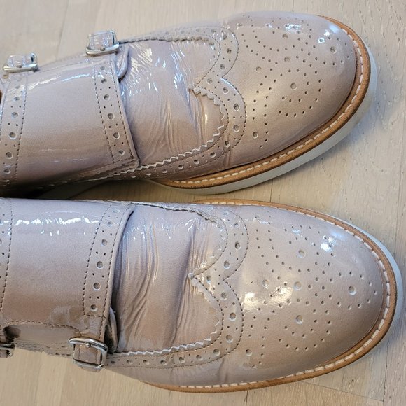 Lloyd Brogue Double Monk Beige Patent Leather Women Shoes SIze 07 but fits 08 - Picture 7 of 14